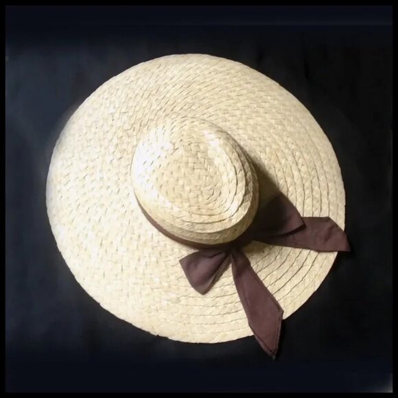 Vintage Big Straw Platter Hat Wide Brim High Fashion, 60s Cartwheel main image 13